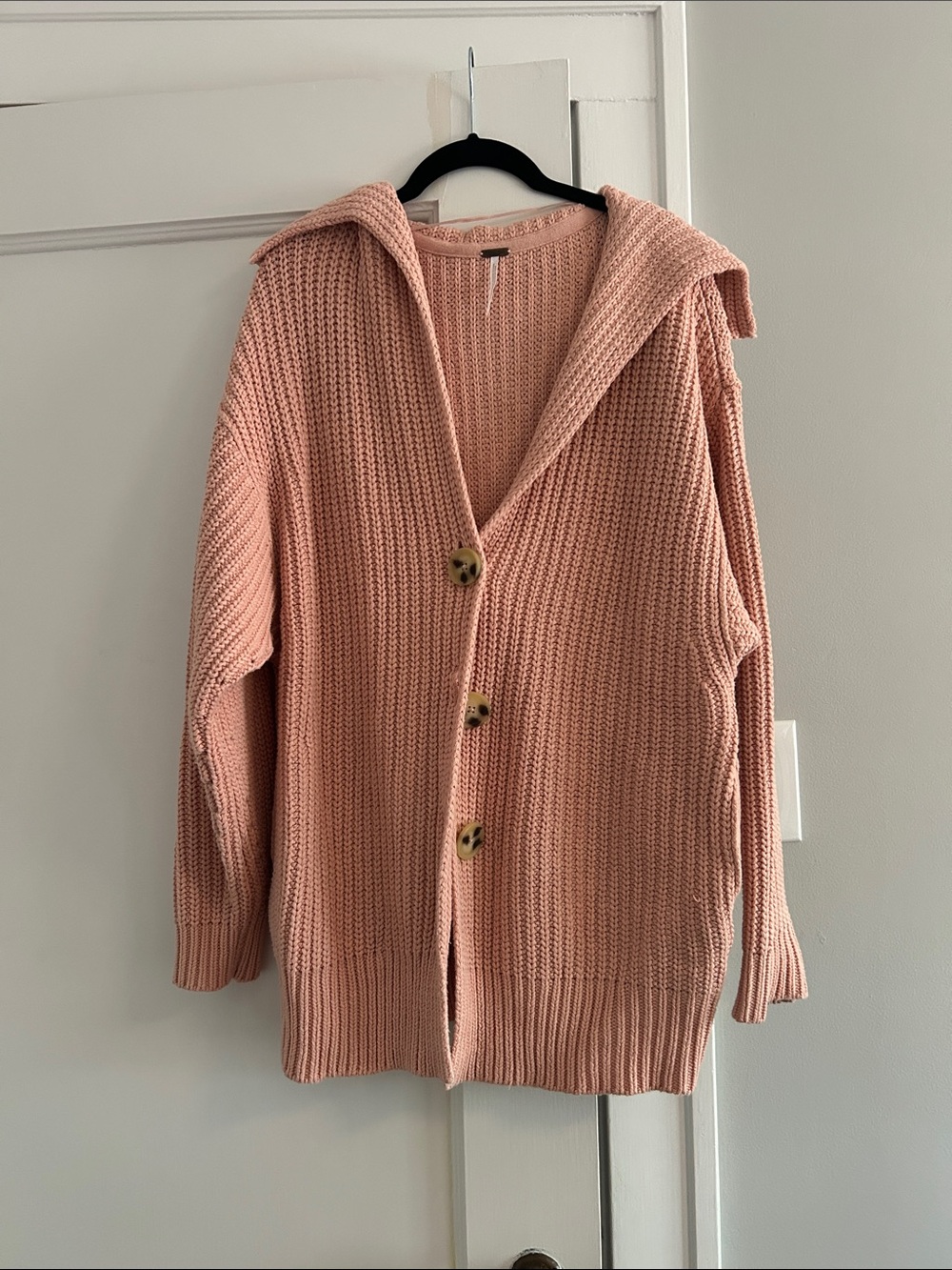 Free People Oversized Hooded Knit Cardigan - Blush Pink